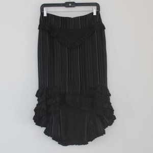 Black pinstripe midi skirt. M